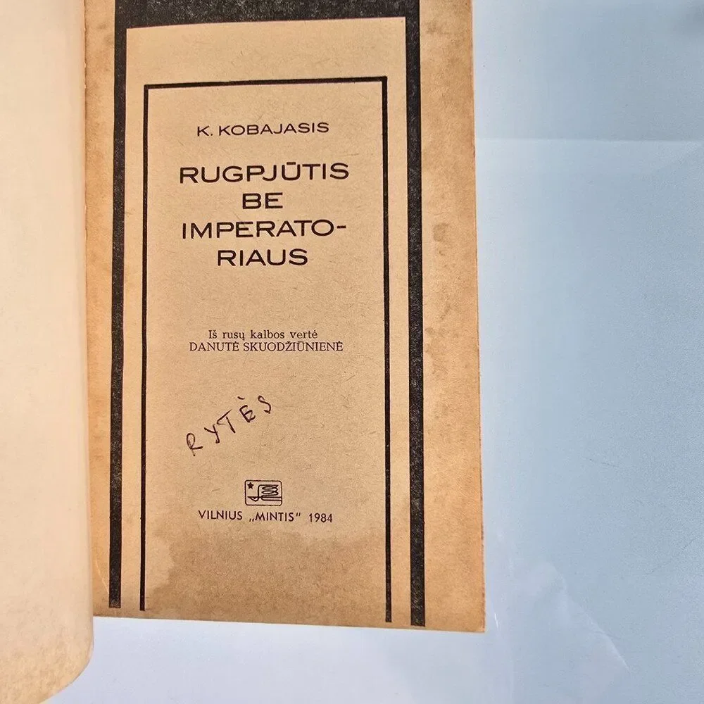 K Kobayashi Rugpjūtis Be Imperatoriaus Book In Lithuanian Language Vintage 1984
